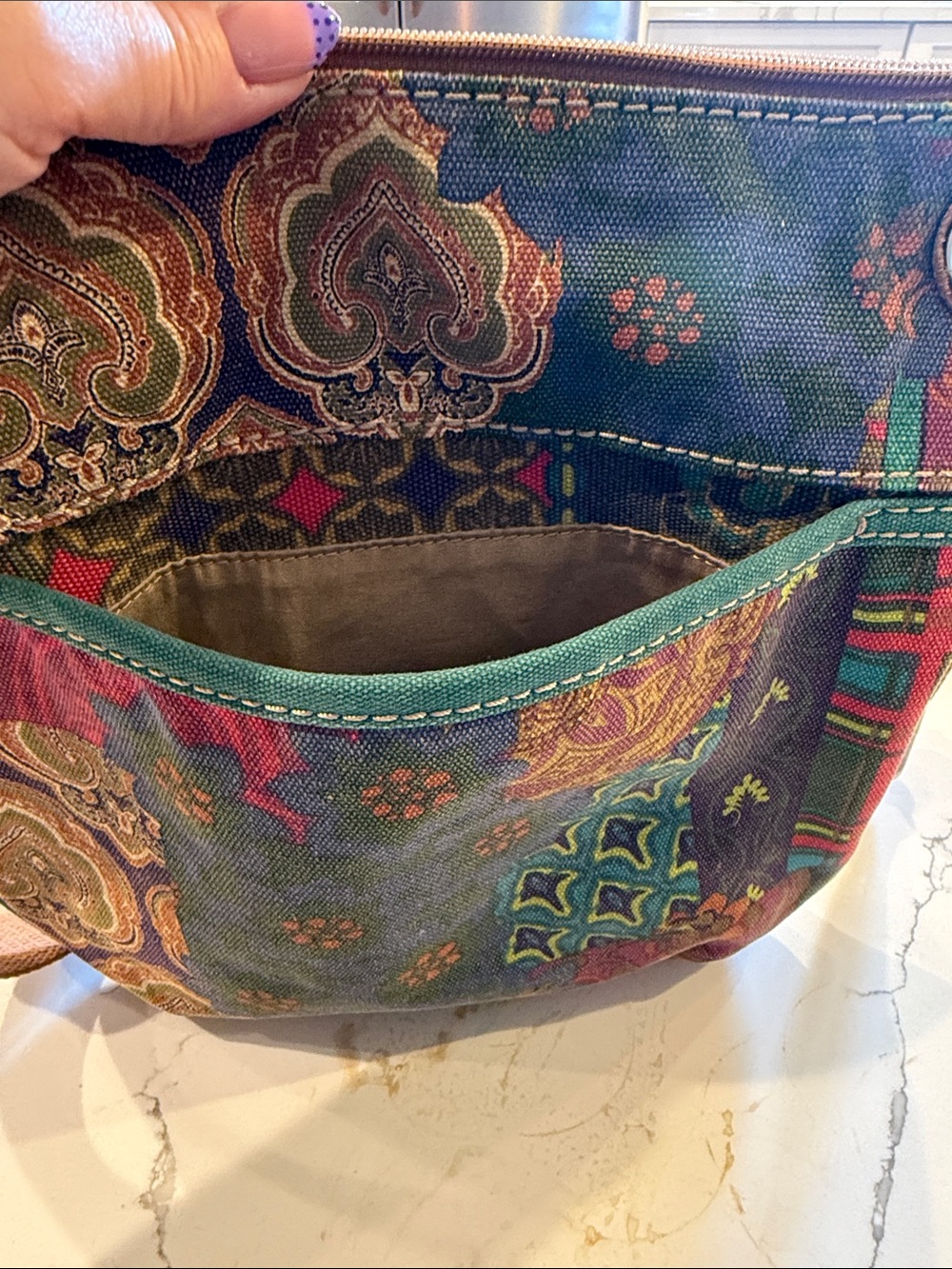 Fossil patchwork Boho Multi-Color Crossbody Shoulder Bag - Picture 3 of 11